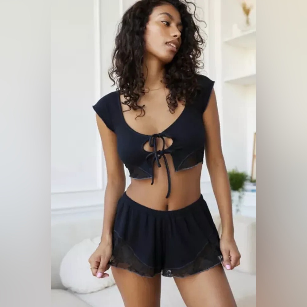 Urban Outfitters Out From Under Auriella Lace Top & Short Set